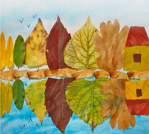 Картины из осенних листьев для детского сада: картина