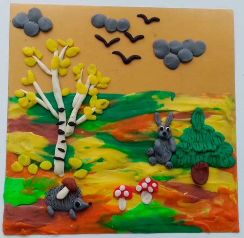 поделка осенний лес из природных материалов в детский сад 10