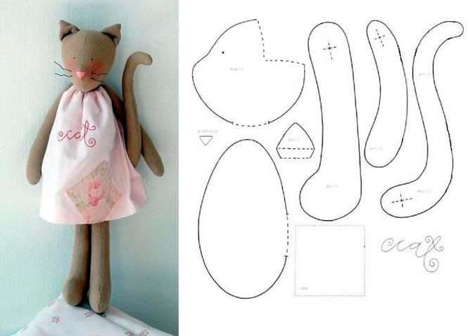кот игрушка своими руками из ткани выкройки 4