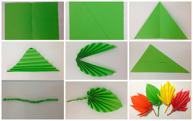 осенние листья из бумаги оригами