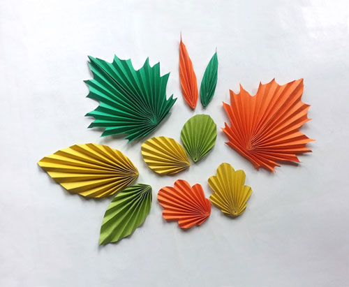 осенние листья из бумаги оригами 4