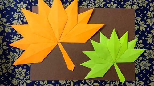 осенние листья из бумаги оригами 7