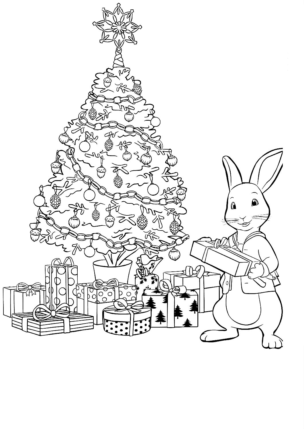 раскраска кролик на Новый год 9