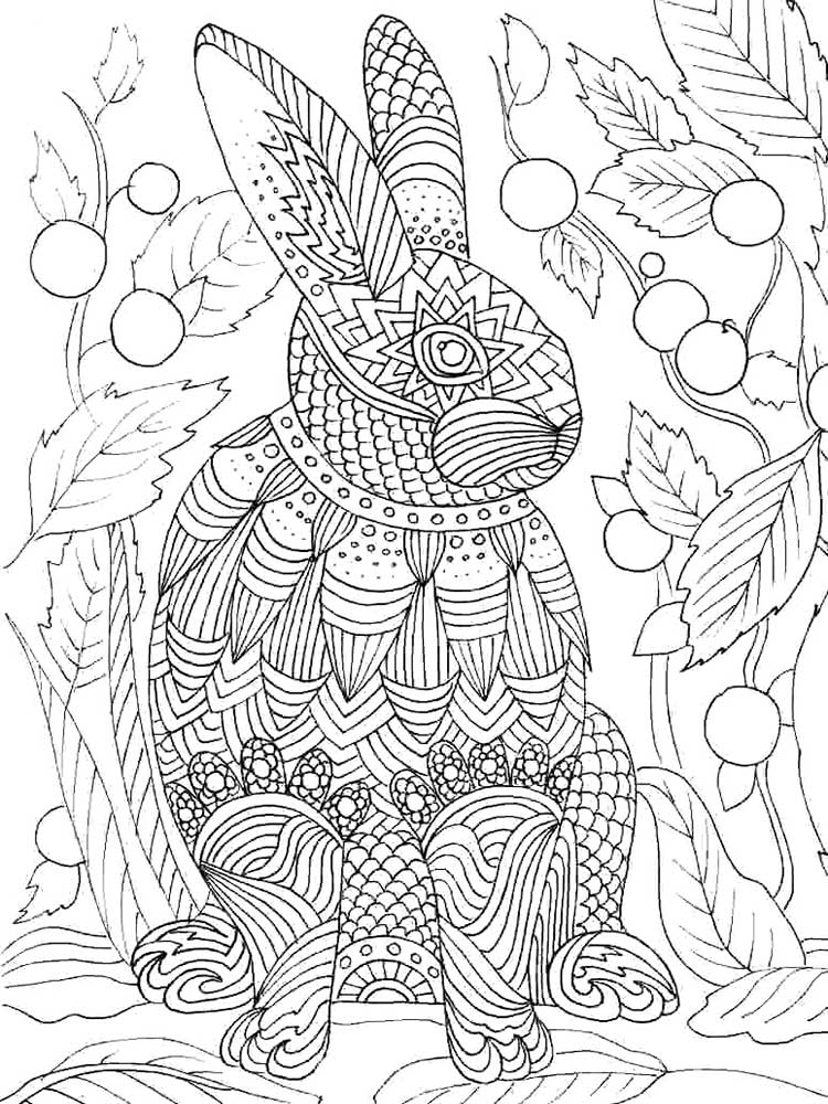 Раскраска Новогодний кролик антистресс 9