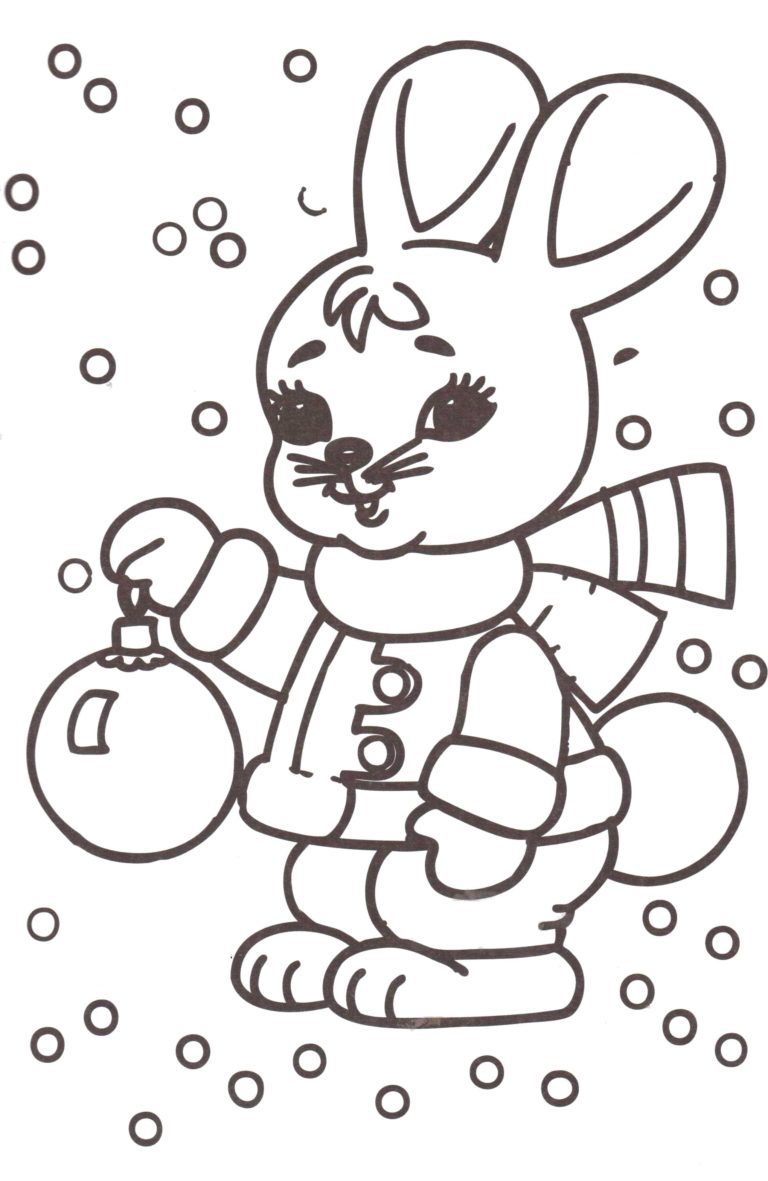 Раскраска «Новогодний кролик» 4