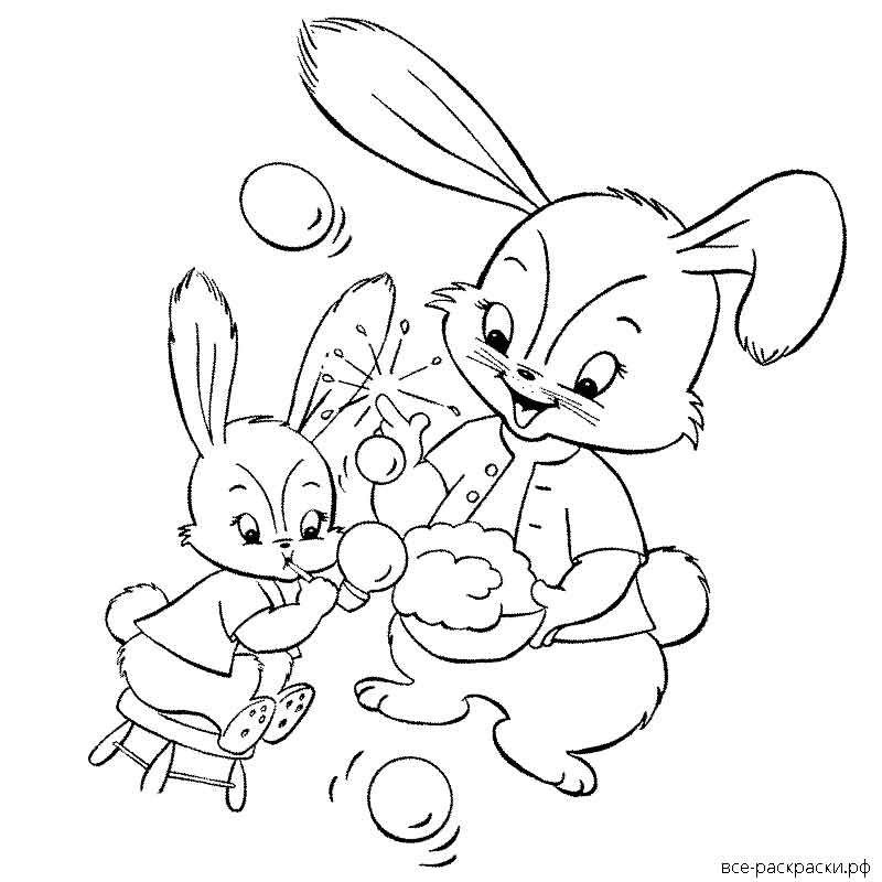 раскраска новогодний кролик для детей в саду 3