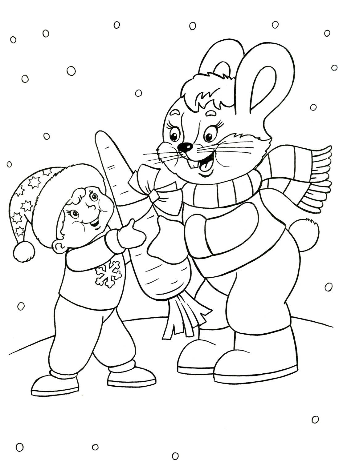 раскраска новогодний кролик для детей распечатать 10