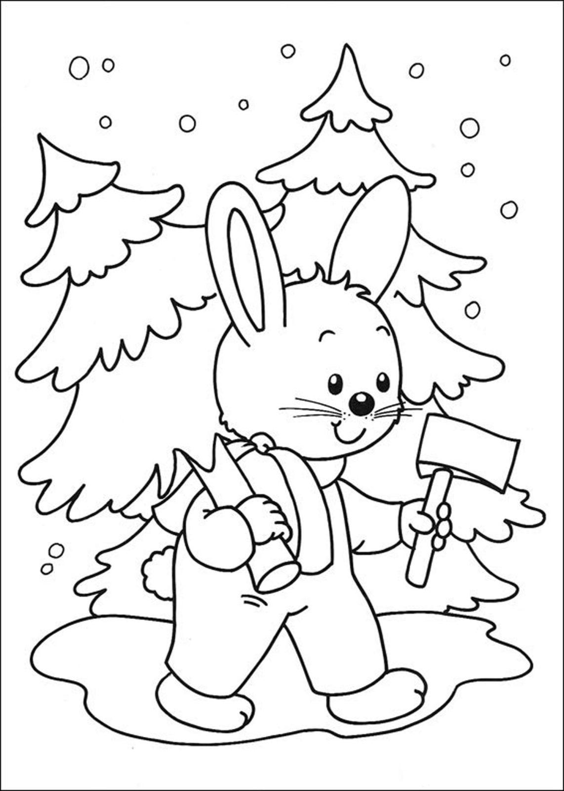 раскраска новогодний кролик для детей распечатать 8