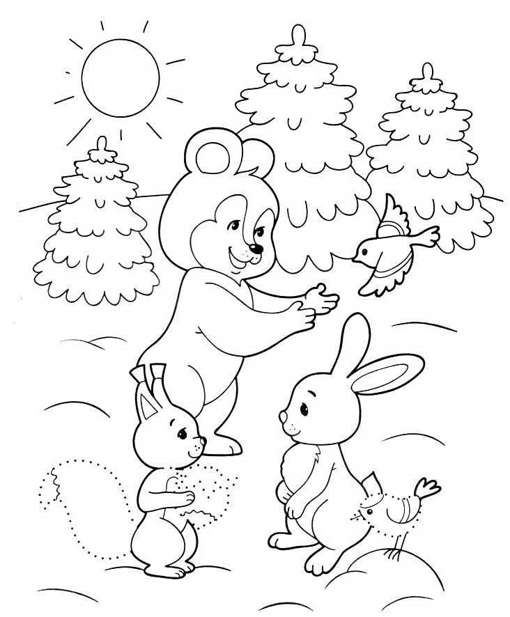 раскраска новогодний кролик для детей распечатать 7