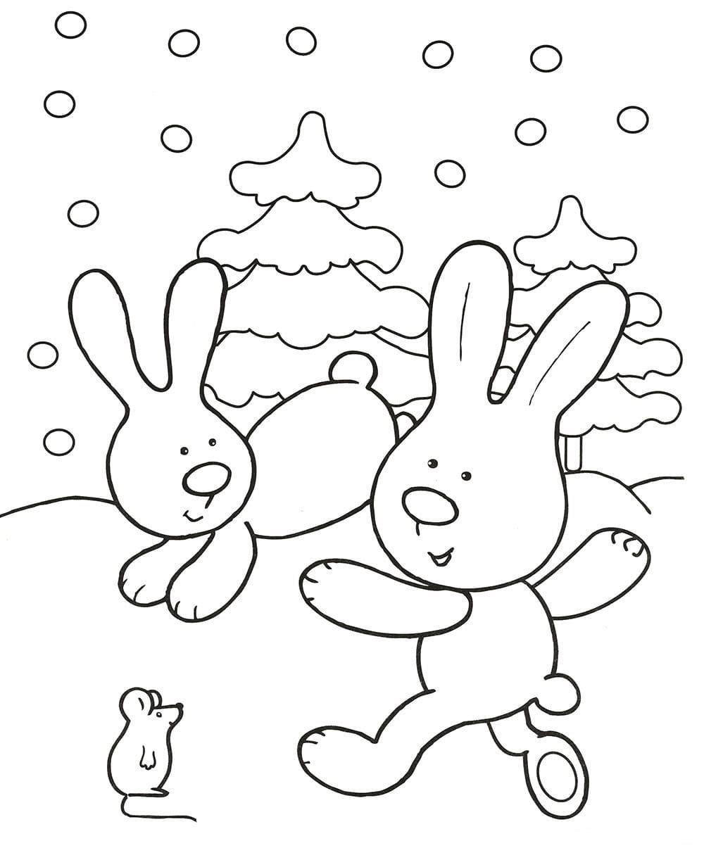 раскраска новогодний кролик для детей распечатать 6