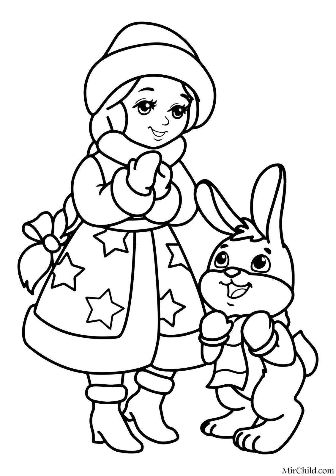 раскраска новогодний кролик для детей 10