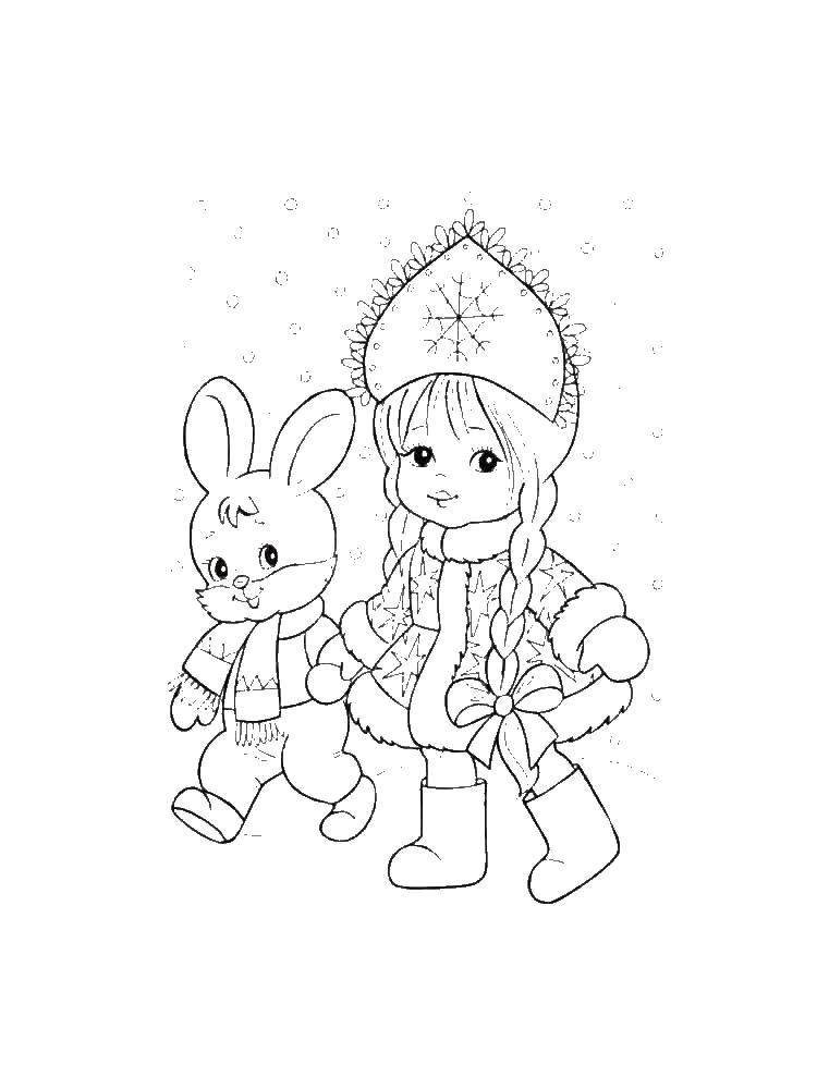 раскраска новогодний кролик для детей 5