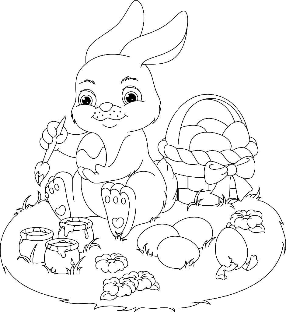 раскраска новогодний кролик для детей 4