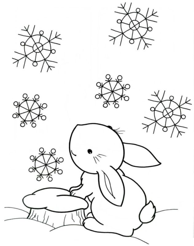 раскраска кролик на Новый год для детей 5