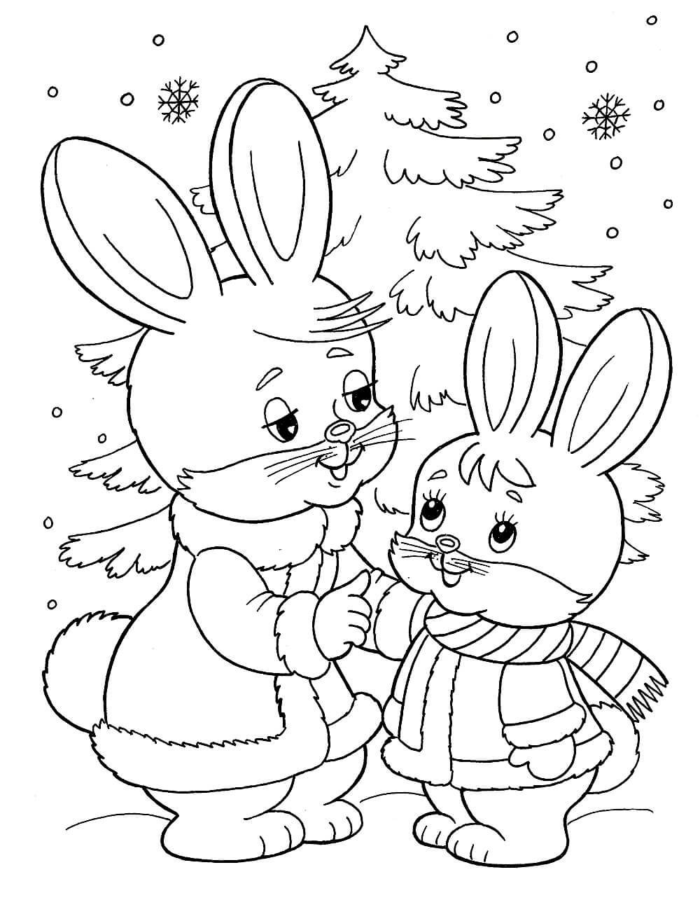 Раскраска «Новогодний кролик» 8