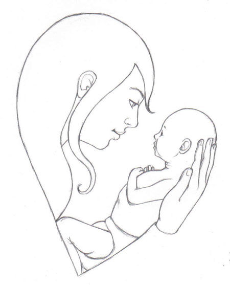 легкий рисунок на День матери для срисовки 8