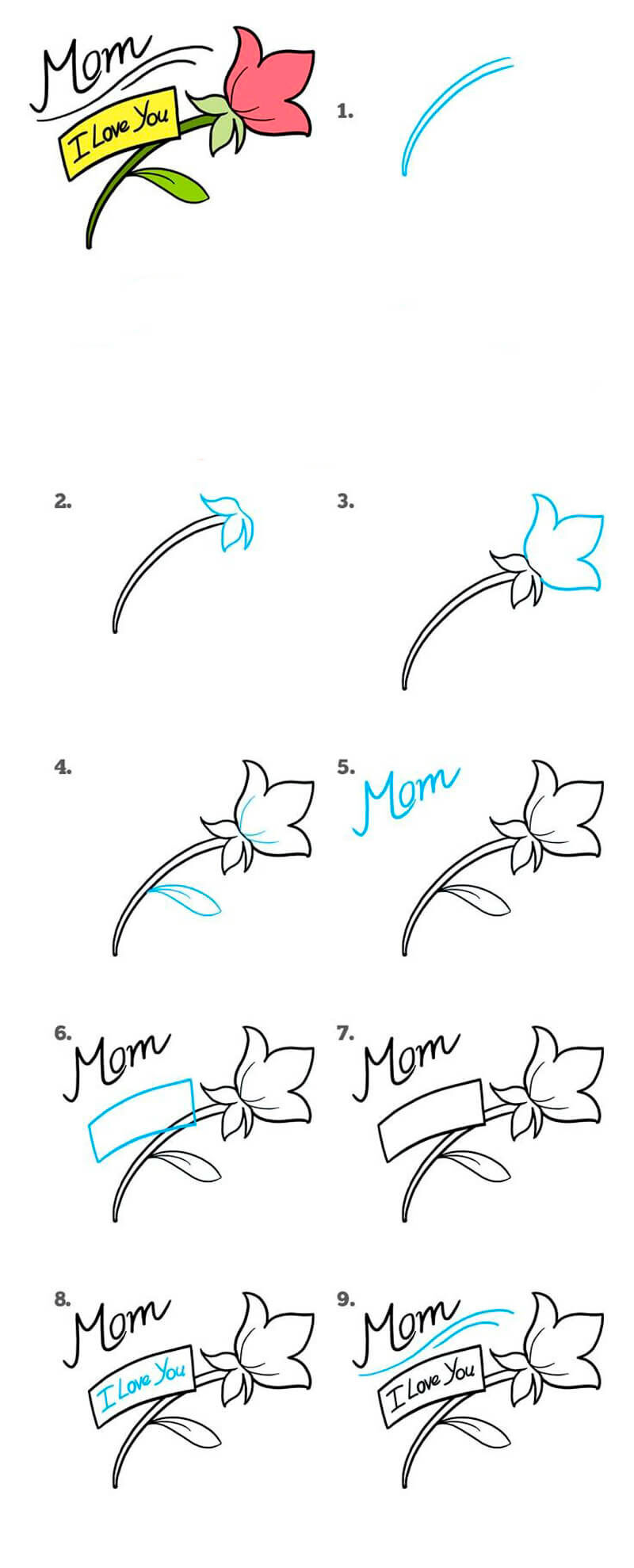 рисунок на день матери для срисовки цветы 1