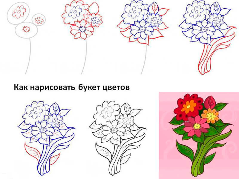 рисунок на день матери для срисовки цветы 6
