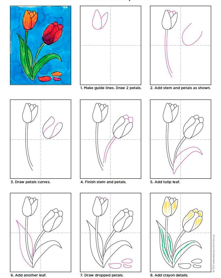 рисунок на день матери для срисовки цветы 7