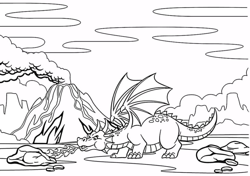 раскраска картинка дракон для детей распечатать бесплатно 7