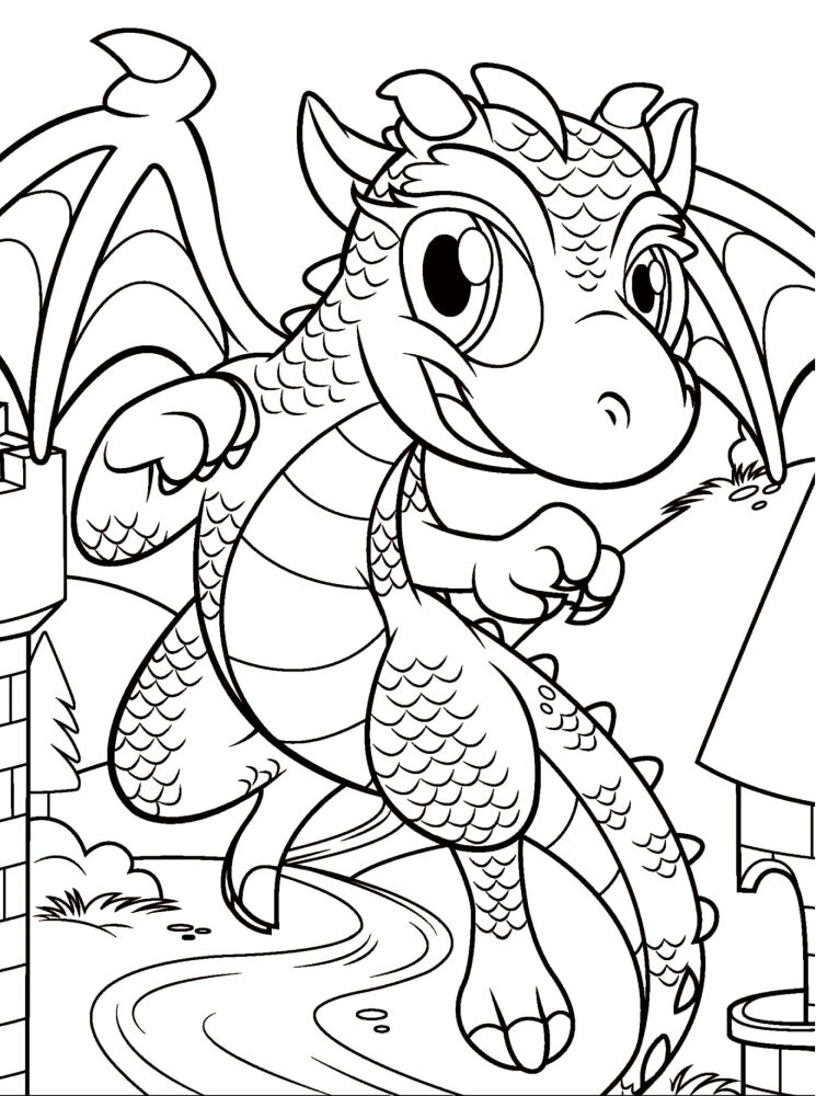 раскраска картинка дракон для детей распечатать бесплатно 10