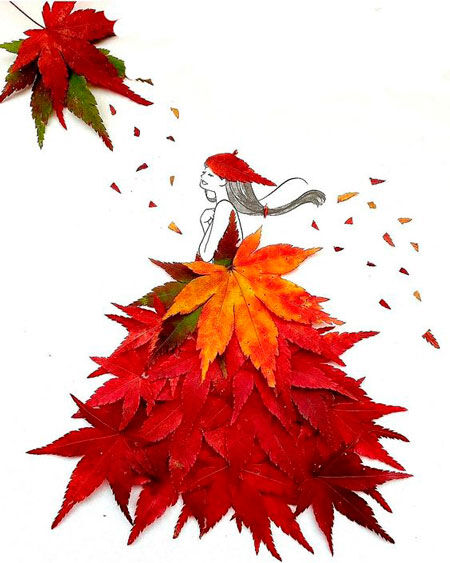 аппликация девушка осень из листьев 6