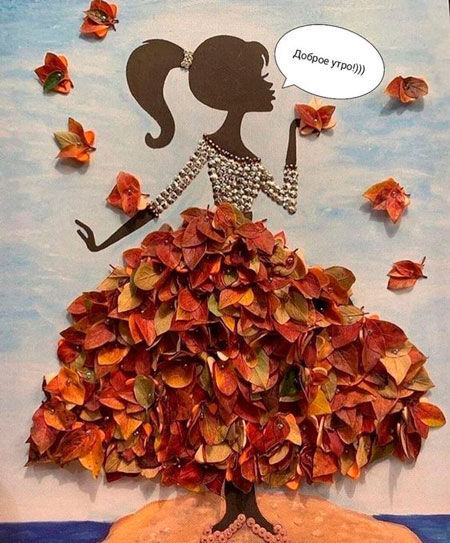 аппликация девушка осень из листьев 4
