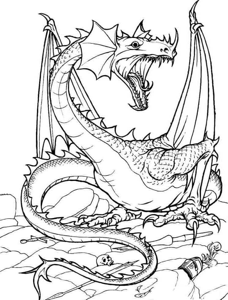Раскраска картинка Дракон для детей 7