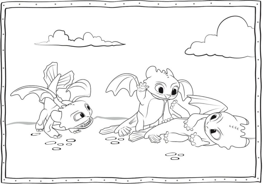 раскраска дракон Беззубик для детей 7